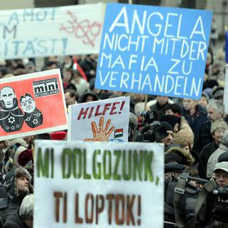 Manifestation à Budapest contre la dérive autoritaire du Premier ministre Viktor Orban [key - EPA/Tamas Kovacs]