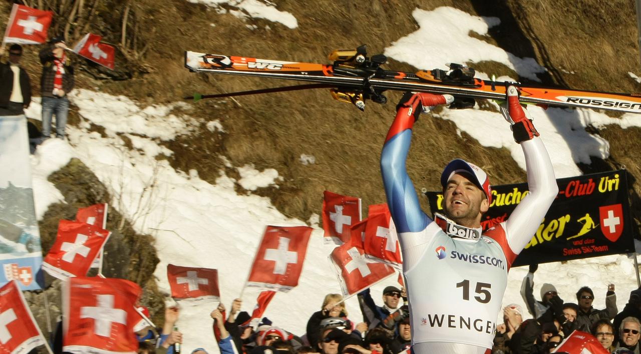 17 janvier 2009: Didier Défago dompte le Lauberhorn. [REUTERS - Stefan Wermuth]