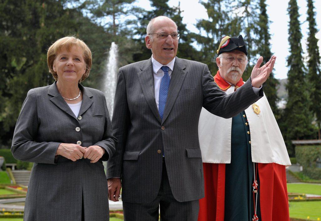 Le 29 avril 2008, Angela Merkel avait été accueillie par Pascal Couchepin, alors président de la Confédération. [KEYSTONE - LUKAS LEHMANN]