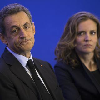 Nicolas Sarkozy assis à côté de Nathalie Kosciusko-Morizet au siège des Républicains à Paris en octobre dernier. [JOEL SAGET]