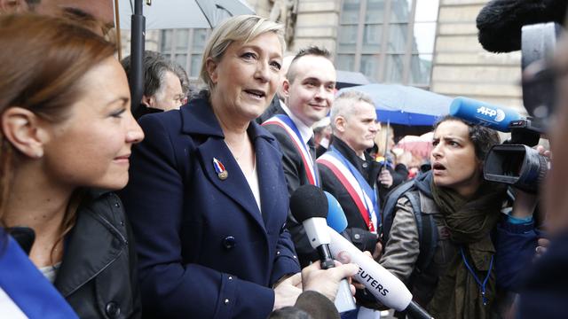 Marine Le Pen ce vendredi 01.05.2015 à paris lors des célébrations de Jeanne d'Arc par le FN. [AFP - Thomas Samson]