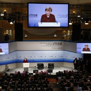 Angela Merkel lors de son discours à la Conférence sur la sécurité de Munich. [Michael Dalder]
