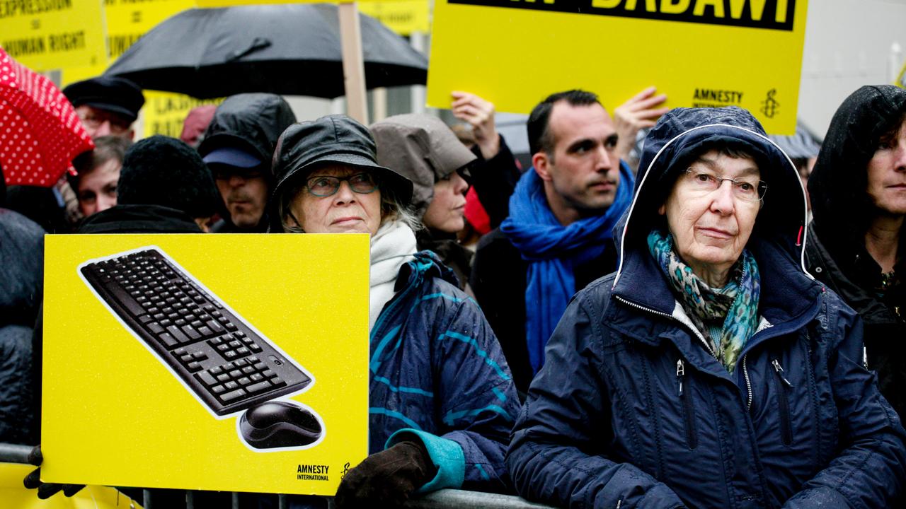 Des manifestations de soutien à Raif Badawi à La Haye, aux Pays-Bas. [NurPhoto - Jaap Arriens]