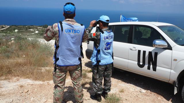 Les patrouilleurs de l'ONU sur la ligne de démarcation entre le Liban et Israël.