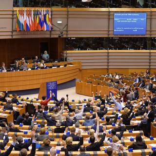 Le parlement européen au moment du vote de la résolution. [Anadolu Agency/AFP - Dursun Aydemir]