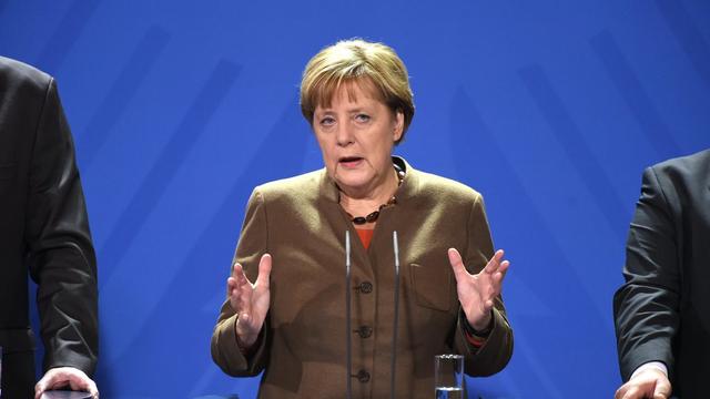 Angela Merkel s'exprimait jeudi sur le dossiers des migrants en Allemagne. [EPA/Keystone - Soeren Stache]