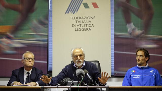 Fabrizio Donato (droite) est l'un des 26 athlètes au coeur du scandale. [Keystone - Andrew Medichini - AP Photo]