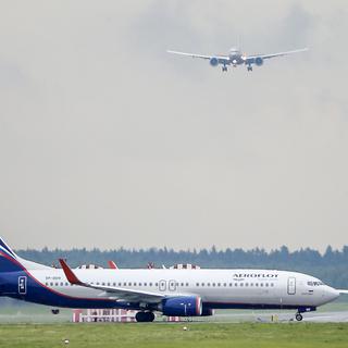 Un avion de la compagnie russe Aeroflot au sol. [Maxim Shemetov]
