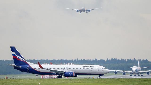 Un avion de la compagnie russe Aeroflot au sol. [Maxim Shemetov]