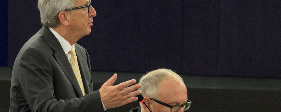 Jean-Claude Juncker mardi matin devant le Parlement européen à Strasbourg. [EPA/Keystone - Patrick Seeger]