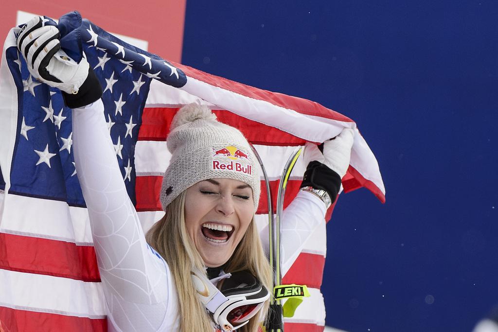 Troisième du super-G, Lindsey Vonn vise mieux en descente. [KEYSTONE - Jean-Christophe Bott]