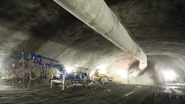 Le chantier souterrain de la future centrale de pompage-turbinage de Nant de Drance. [Keystone - Jean-Christophe Bott]