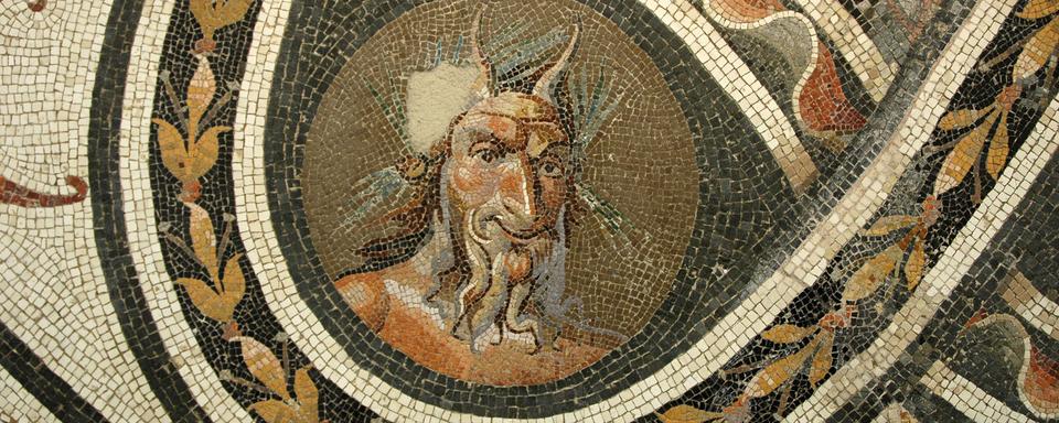 Mosaïque romaine représentant le dieu Pan. [The Art Archive / Museo Nazionale Romano Rome / AFP - Nicholas J. Saunders]