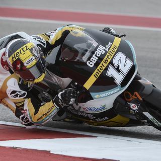 Thomas Lüthi durant les essais du Grand Prix moto d'Austin, au Texas. [AP Photo/Keystone - Darren Abate]