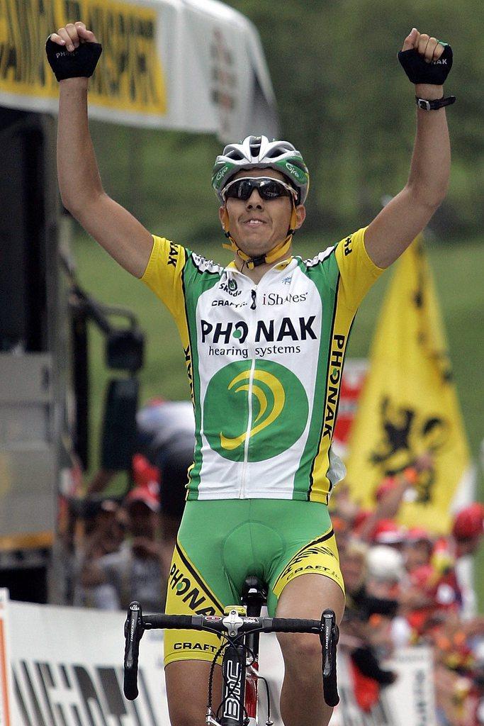 Morabito avait fêté sa 1re victoire chez les "pros" à Loèche-les-Bains lors d'une étape du Tour de Suisse, en 2006. [KEYSTONE - Alessandro Della Bella]