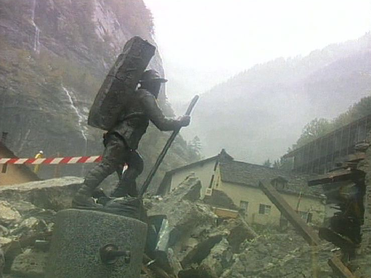 Gondo, ravagé par un glissement de terrain meurtrier en 2000. [RTS]