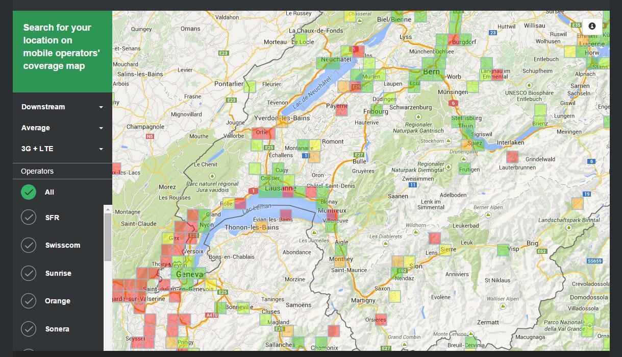 Le site Netradar.org permet de visualiser la qualité du réseau. [http://www.netradar.org/]