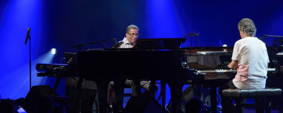 Herbie Hancock (à g.) et Chick Corea: duo ou duel au Stravinsky? [Keystone - Laurent Gilliéron]