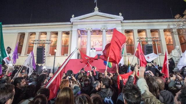Le succès du parti Syriza provoquent diverses réactions en Europe. [EPA/Keystone - Michael Kappeler]