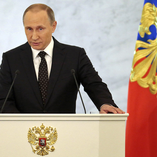 Vladimir Poutine lors de son adresse annuelle au Kremlin, ce jeudi 03.12.2015. [AP/Keystone - Ivan Sekretarev]