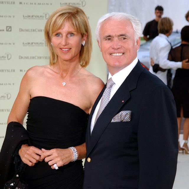 Yves G. Piaget, Président de Piaget International avec son épouse lors d'un gala à Monte Carlo en 2003 [AFP - Carsten Rehder]