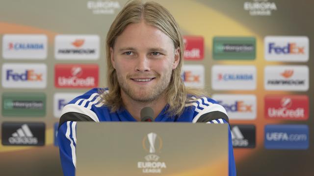 Auteur de deux buts lors des deux premières journées, l'Islandais Bjarnason est l'homme fort du FCB en Europa League. [Georgios Kefalas]