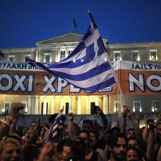 Manifestants pour le non au référendum du 5 juillet. [EPA/Keystone - Fotis Plegas G.]