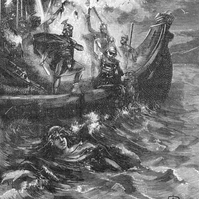 Agrippine la Jeune, victime d'une tentative d'assassinat déguisée en naufrage par Néron, parvient à se sauver et à nager jusque Naples, 59 apres JC. [Leemage/AFP]