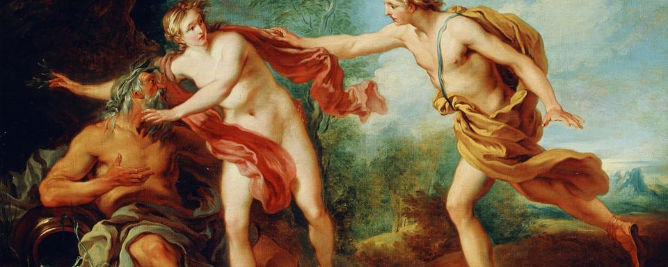 Apollon et Daphné avec son père le dieu fleuve Pénée. Peinture de François Le Moyne (1688-1737). [FineArtImages/Leemage/AFP]