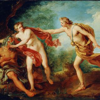 Apollon et Daphné avec son père le dieu fleuve Pénée. Peinture de François Le Moyne (1688-1737). [FineArtImages/Leemage/AFP]