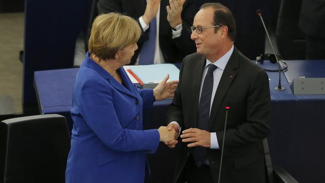 Les dirigeants allemand et français se sont exprimés devant le Parlement européen. [Vincent Kessler]