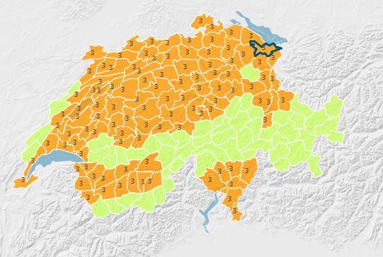 La carte des dangers liés à la canicule le 15 juillet 2015.