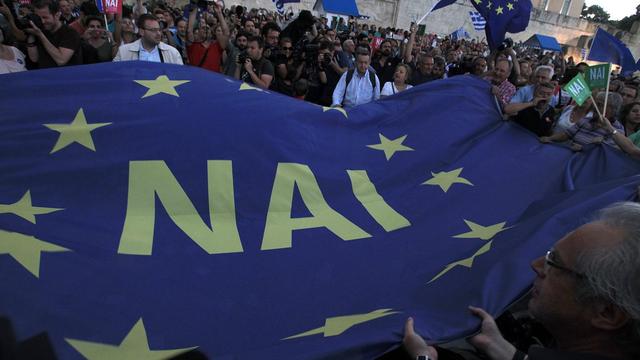 Mobilisation générale contre le référendum en Grèce. [EPA/Keystone - Simela Pantzartzi]