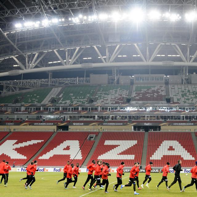 Le FC Sion en entraînement à Kazan, le 25 novembre. [Laurent Gilliéron]