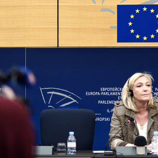 Marine Le Pen ce mardi à Bruxelles. [AFP - Frederick Florin]