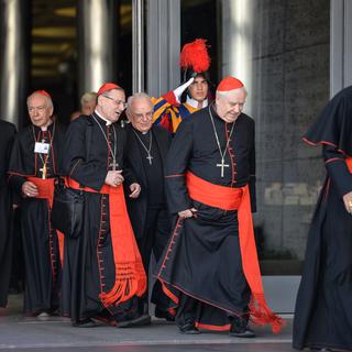 Les cardinaux et les évêques photographiés samedi, au sortir la session du matin du synode. [Andreas Solaro]