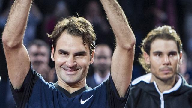 Roger Federer a battu Rafael Nadal en finale des Swiss Indoors. [Keystone - Dominic Steinmann]