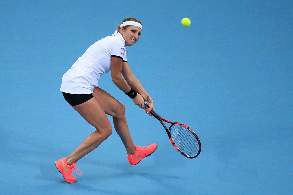 Timea Bacsinszky s'incline pour la 3e fois face à Garbine Muguruza. [KEYSTONE - Wu Hong]