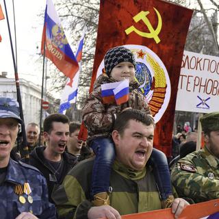 Célébration du Jour du défenseur de la patrie à Sébastopol, 23.02.2015. [AP/Keystone - Alexander Polegenko]
