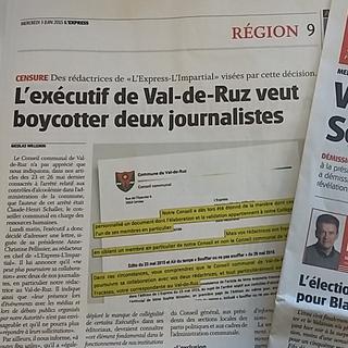 L’exécutif vaudruzien ne veut plus que deux journalistes de l'Express-L'Impartial aient le moindre contact avec les autorités et l’administration de la commune. [DR]