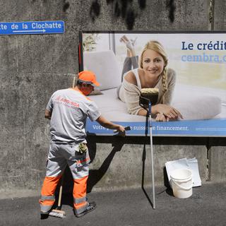 Affichage publicitaire à Lausanne. [Keystone - Laurent Gilliéron]