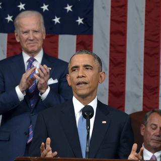 Barack Obama, lors de son discours annuel, mardi, sur l'état de l'Union. [Mandel Ngan]