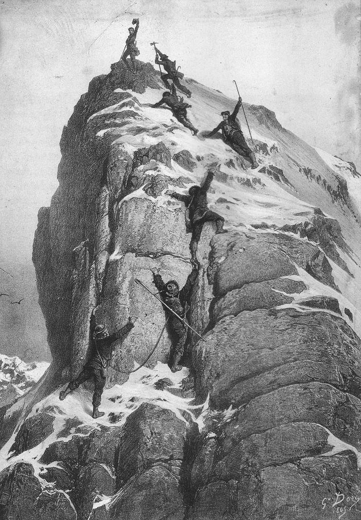 La première ascension du Cervin illustrée par Gustave Doré.