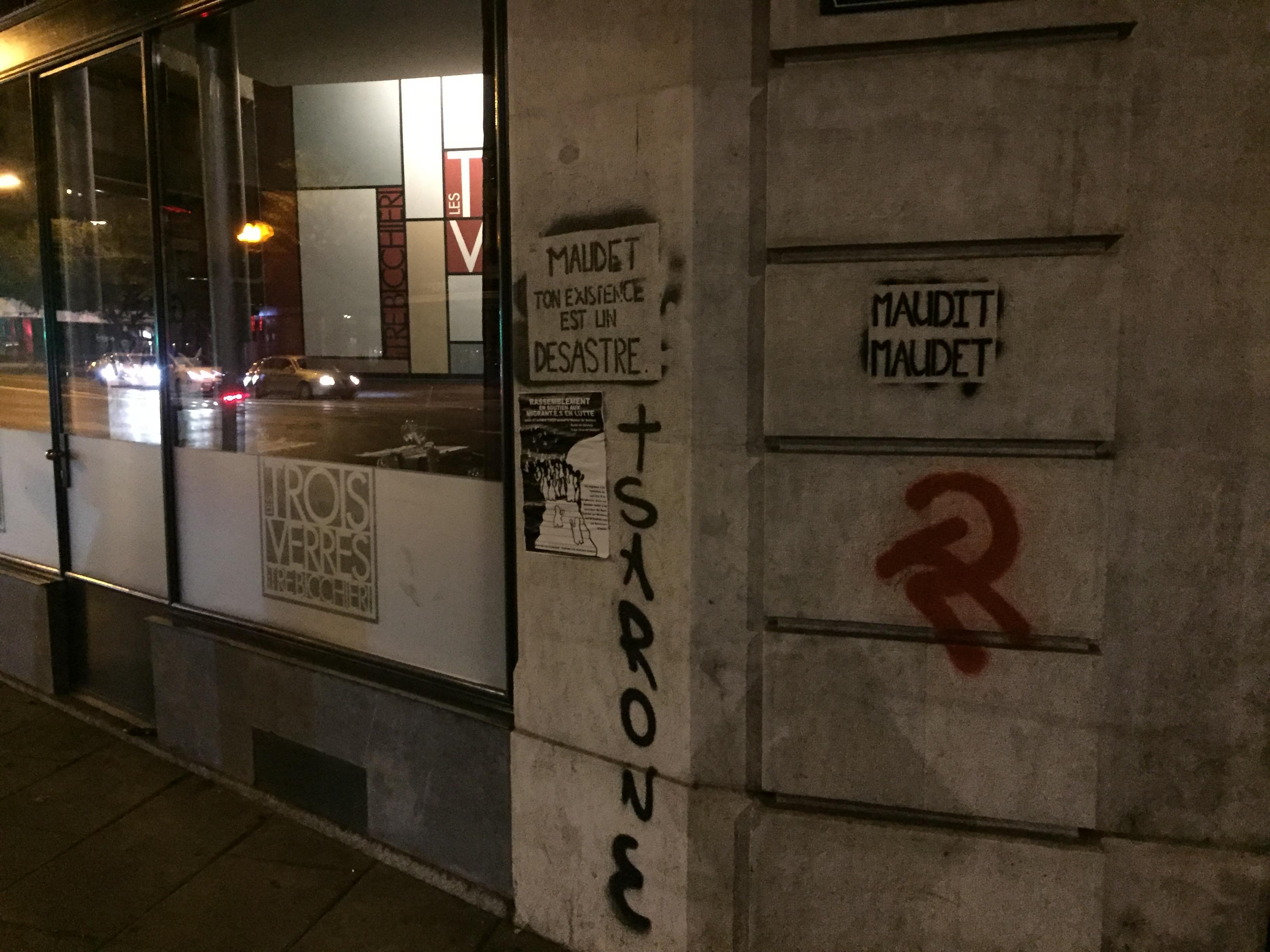 Les murs ont été remplis de slogans hostiles à Pierre Maudet.