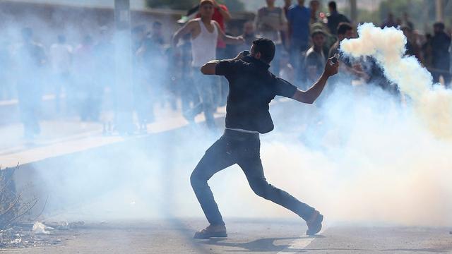 En Cisjordanie et à Gaza (photo), les manifestations se poursuivent. [Keystone/EPA - Mohammed Saber]