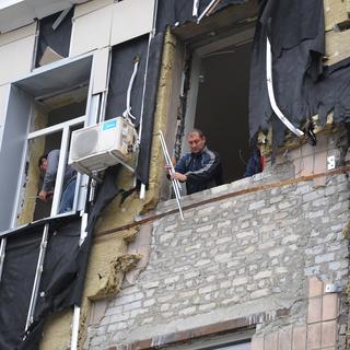 L'hôpital de Kalinine après un bombardement. [AFP - Dominique Faget]