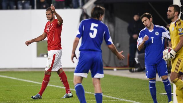 L'international suisse avait marqué contre la République de St-Marin le 9 octobre dernier, à St-Gall. [Gian Ehrenzeller]