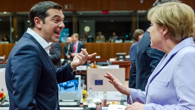 Le Premier ministre grec Alexis Tsipras et la chancelière allemande Angela Merkel à Bruxelles, le jeudi 25 juin 2015 à Bruxelles.