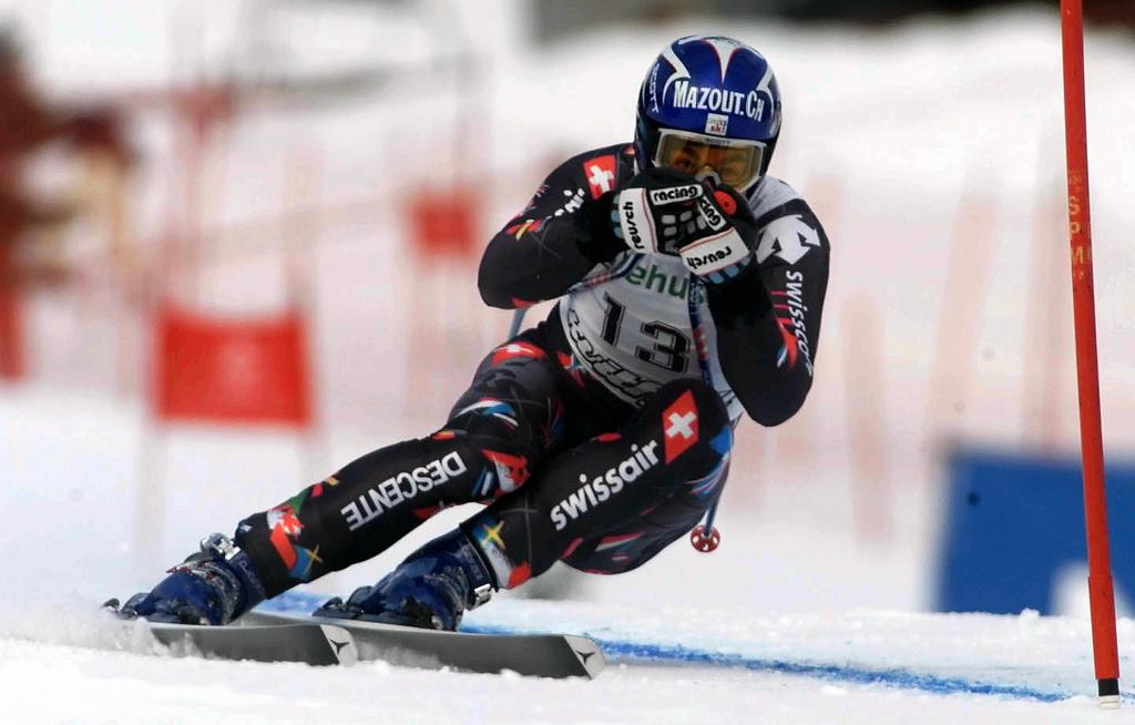 3 mars 2002: Défago monte sur son 1er podium Coupe du monde. C'était lors du super-G de Kvitfjell, en Norvège (2e place). [KEYSTONE - ORN BORGEN]