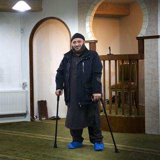 Cette photo prise en novembre 2014 montre Oussama el-Saadi, le responsable de la mosquée de Grimhojvej, aux abords d'Aarhus. [AFP - Bjorn Lindgren]